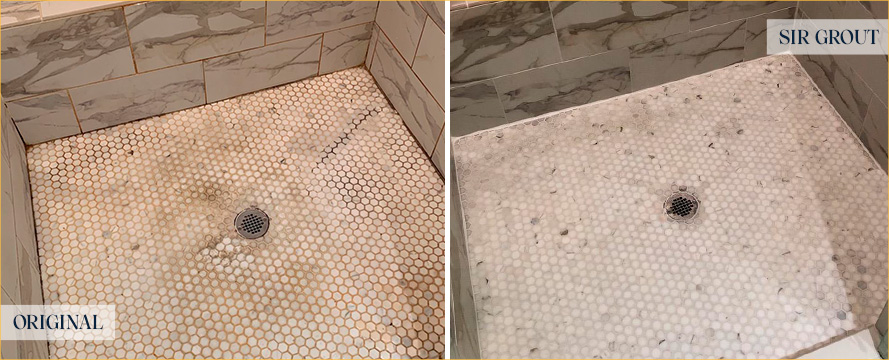 Shower Before and After a Stone Cleaning in Hilton Head Island, SC