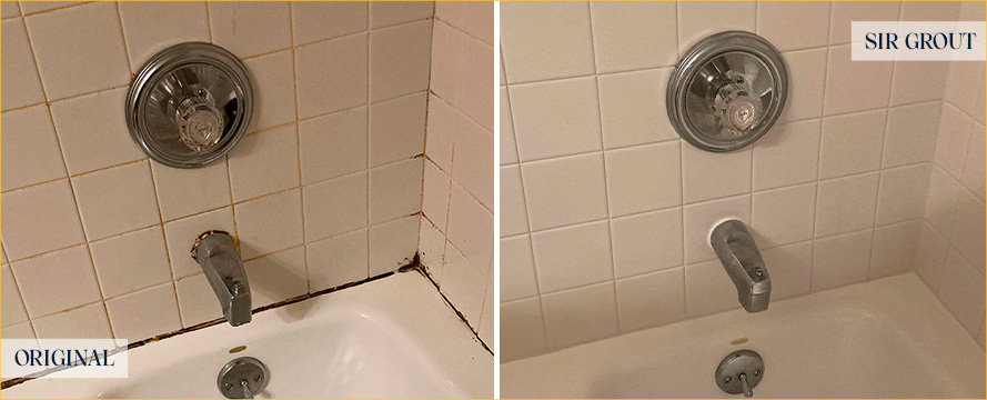 Shower Before and After a Flawless Grout Cleaning in Bluffton, SC