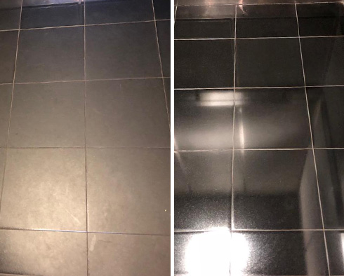 Granite Floor Before and After a Stone Polishing in Beaufort