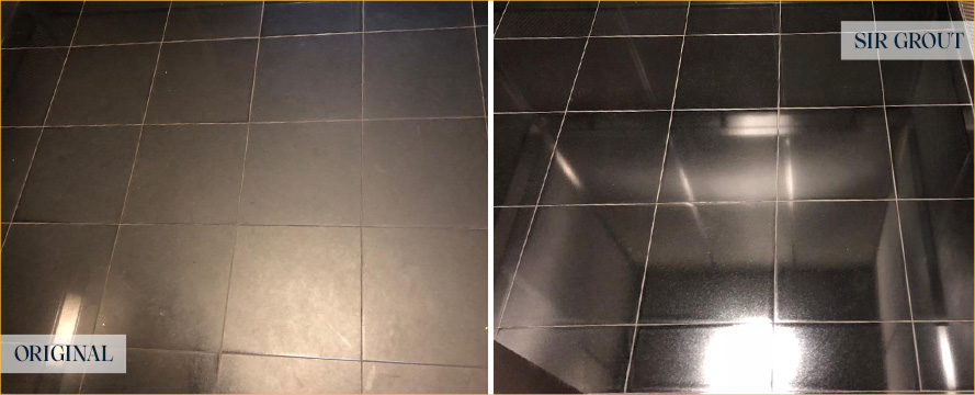 Granite Floor Before and After a Stone Polishing in Beaufort