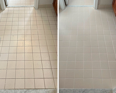 Floor Before and After a Grout Sealing in Bluffton, SC