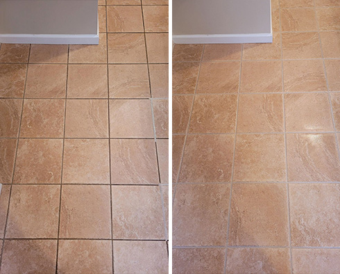 Floor Before and After a Grout Cleaning in Hilton Head Island, SC