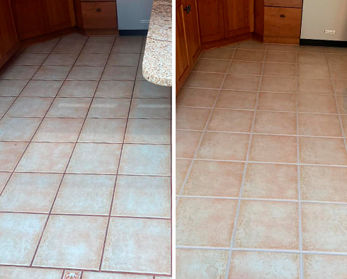 Floor Before and After a Grout Cleaning in Hilton Head Island, SC