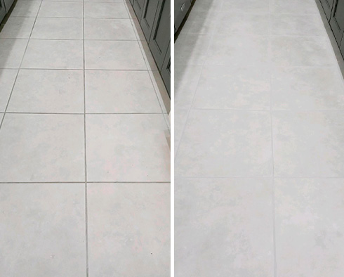Tile Floor Before and After a Grout Sealing in Beaufort