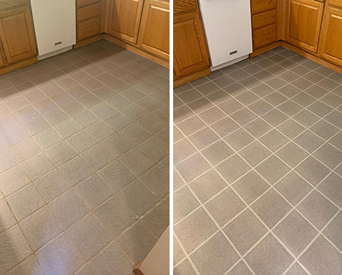 Floor Before and After a Grout Cleaning in Beaufort, SC