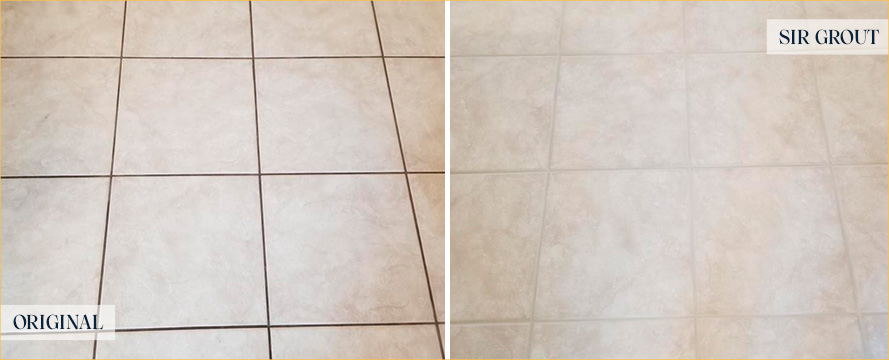 Floor Before and After a Flawless Grout Cleaning in Savannah, GA